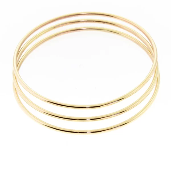14K Solid Gold 2 mm Round Wire 21 to 28 grams Stacking Bangle Bracelet Set of 3