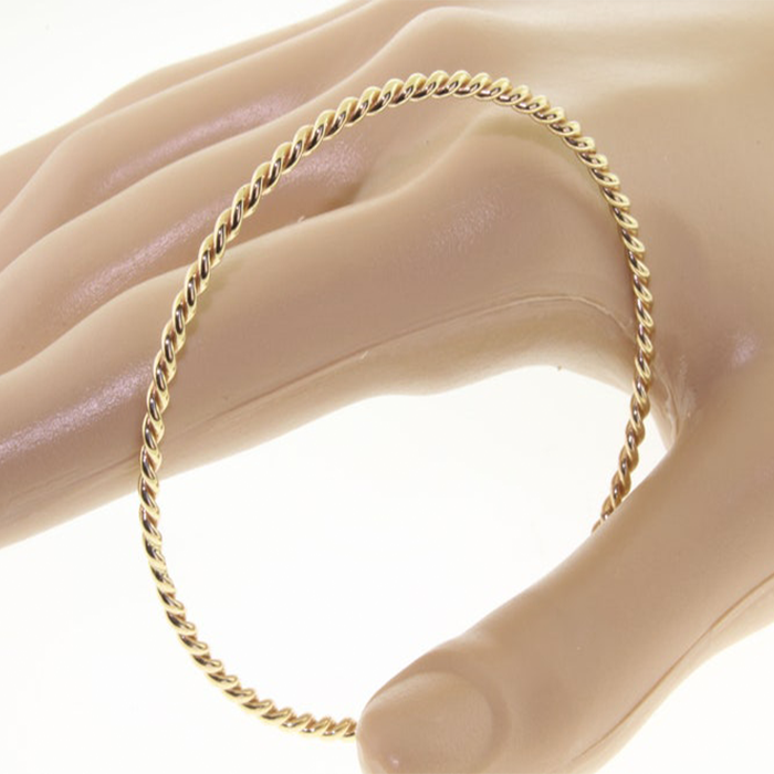 14K Solid Gold 2.40 mm Round Stacking Bangle