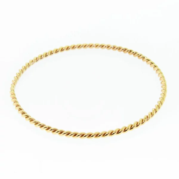 14K Solid Gold 2.40 mm Round Thick Double Twisted Stacking Bangle