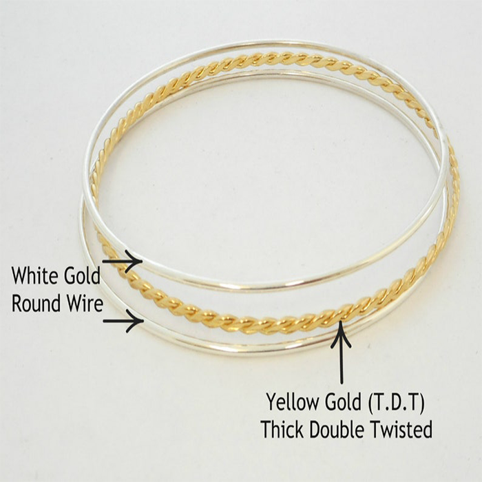 14K Solid Gold Thick Double Stacking Bangle Bracelet