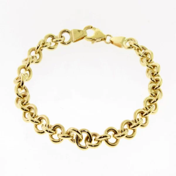 14K Solid Gold Toggle Interlocking Link Stacking Bracelet