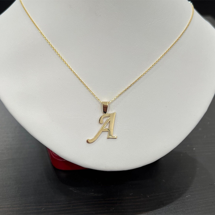 14K Yellow Gold Initial Charm Personalized Necklace