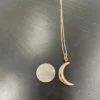 Moon and Sun Carat Diamond Necklace Solid 14 K Yellow Gold