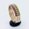 Pink Yellow Sapphire Diamond Half Eternity Ring Set1