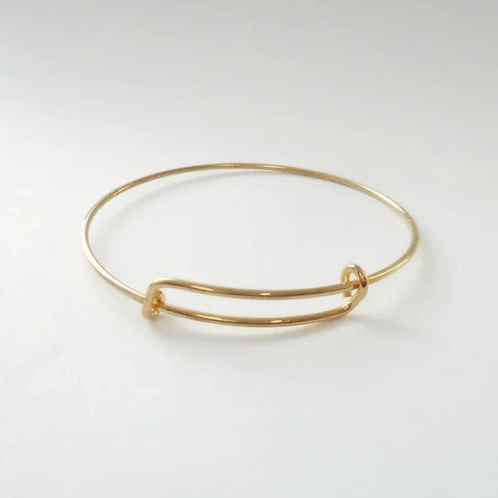 10K 14K Solid Gold Stretchable Round Wire Stacking Bangle Bracelet