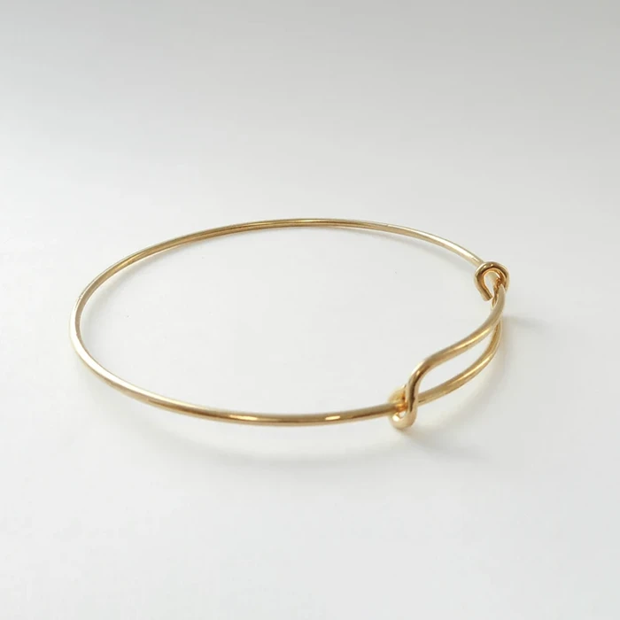 10K 14K Solid Gold Stretchable Round Wire Stacking Bangle Bracelet2
