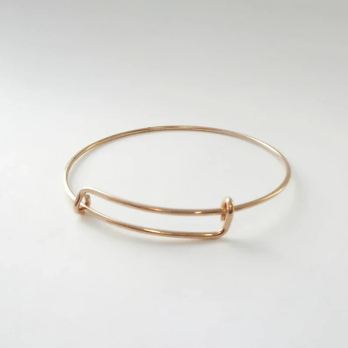 10K 14K Solid Gold Stretchable Round Wire Stacking Bangle Bracelet3