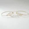 10K 14K Solid Gold Stretchable Round Wire Stacking Bangle Bracelet6