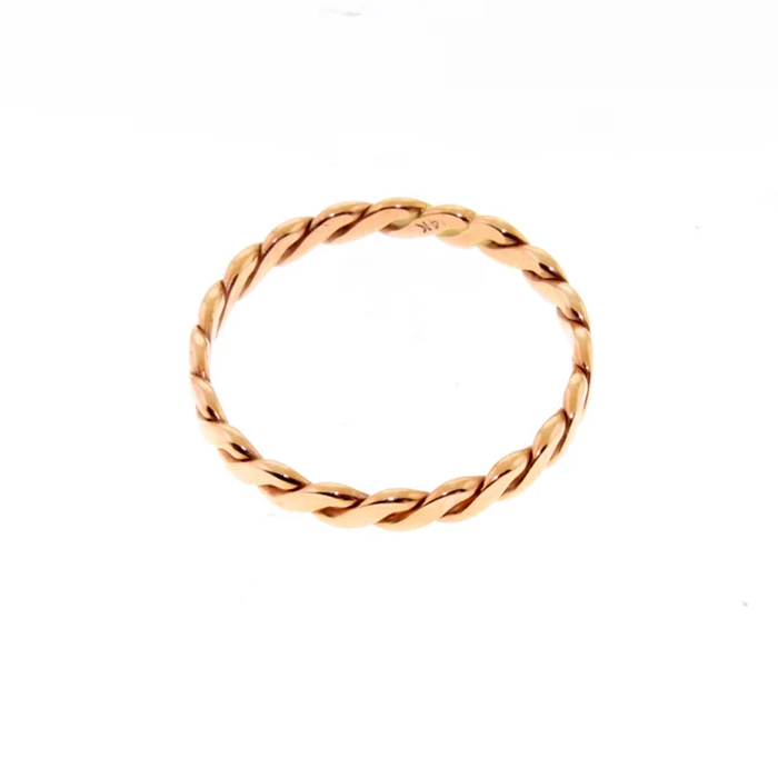 14 K. Solid Gold Thick Double Twisted 2.40 mm. Wide Band or Stacking Ring 1