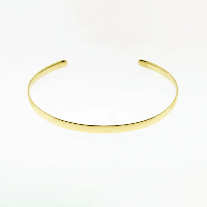 14K Solid Gold Cuff 3 mm Half Round Dome Stacking Bangle Bracelet