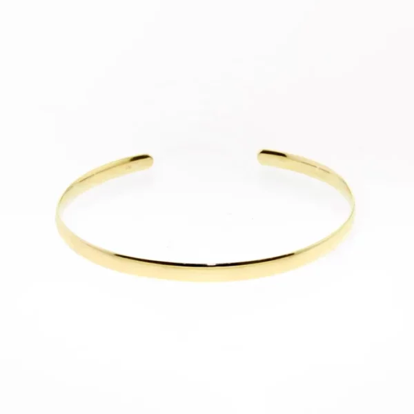14K Solid Gold Cuff 4 mm Half Round Dome Stacking Bangle Bracelet