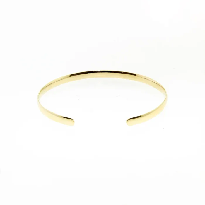 14K Solid Gold Cuff 4 mm Half Round Dome Stacking Bangle Bracelet2
