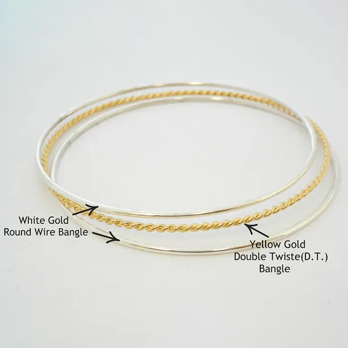 14K Solid Gold Double Twisted Wire Stacking Bangle Bracelet5