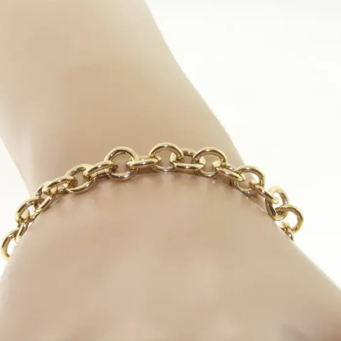 14K Solid Gold Toggle Bracelet Interlocking Link Stacking Bracelet3
