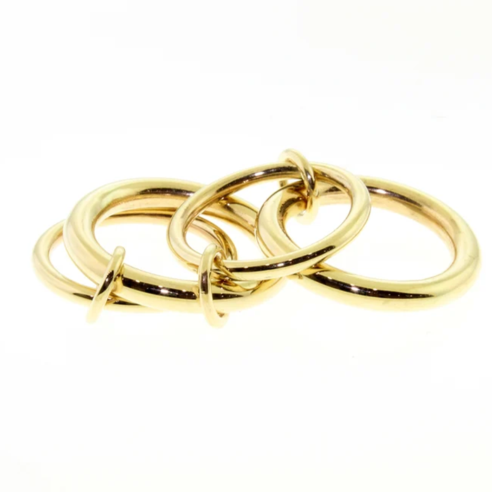 3.00mm 2.00mm 14 K. Solid Gold Round Wire Interlocking Stacking Band Set or Stacking Rings 2