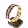 Amethyst and Diamond Half Eternity Ring Set 3 or Stacking Rings Two Tone
