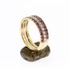 Amethyst and Diamond Half Eternity Ring Set 3 or Stacking Rings Two Tone 2
