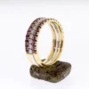 Amethyst and Diamond Half Eternity Ring Set 3 or Stacking Rings Two Tone 3