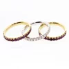 Amethyst and Diamond Half Eternity Ring Set 3 or Stacking Rings Two Tone 4