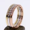 Diamond Half Eternity Ring Set of Stacking Rings Two Tone