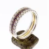 Diamond and Amethyst Half Eternity Ring Set 3 or Stacking Rings Two Tone