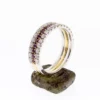 Diamond and Amethyst Half Eternity Ring Set 3 or Stacking Rings Two Tone 2